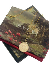 Load image into Gallery viewer, Repurposed Interlocking GG Gucci Coin &amp; Removable Crystal Bee Charm Necklace