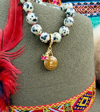 Load image into Gallery viewer, Repurposed Cafe &amp; Gold Tone Louis Vuitton Coin Hand~Beaded 8mm Jasper Necklace