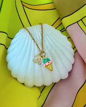 Load image into Gallery viewer, Repurposed Mini CC Charm &amp; Multicolored Ice Cream Scoop Necklace
