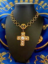 Load image into Gallery viewer, *Very Rare* X~Large Repurposed 1980’s *New Vintage* CC Coin &amp; Cross Statement Necklace