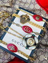 Load image into Gallery viewer, *Very Rare* Repurposed Gucci Tiger Charm Red &amp; Gold Tone Vintage Necklace