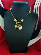 Load image into Gallery viewer, Repurposed Louis Vuitton Double Sided Coin Retro Puffy Star Chain Charm Necklace