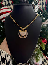 Load image into Gallery viewer, Repurposed Mix Metals Gucci Keyring &amp; Crystal Puffy Heart Necklace