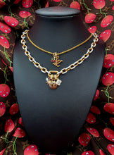 Load image into Gallery viewer, Repurposed Louis Vuitton Gold &amp; Cafè Reversible Coin Charm Necklace
