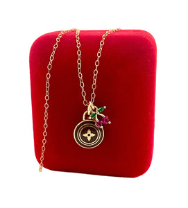 Repurposed Louis Vuitton Gold & Café Coin Cherry Charm Necklace