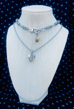 Load image into Gallery viewer, Repurposed Gucci Clasp &amp; Smiling Bee Crystal Charm Necklace