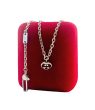 Load image into Gallery viewer, Repurposed Gucci Mini Heart Charm &amp; Sterling Chain Necklace