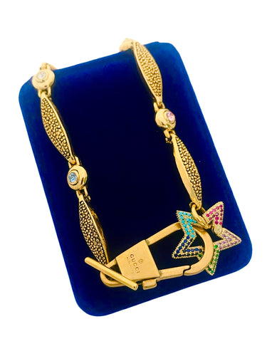 Repurposed Gucci Keychain Clasp & Star Carabiner Necklace