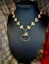 Load image into Gallery viewer, Repurposed Gucci Horsebit &amp; Retro Puffy Heart Chain Two~Tone Necklace