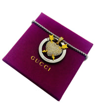 Load image into Gallery viewer, Repurposed Gucci Keyring &amp; Crystal Puffy Heart Necklace