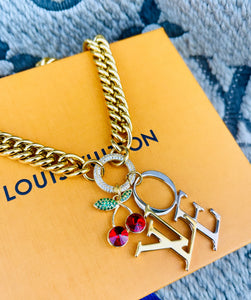 X~Large Repurposed Louis Vuitton Two~Tone LoVe 🍒 Vintage Necklace