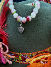 Load image into Gallery viewer, Repurposed .925 Sterling Gucci Heart Charm Hand~Beaded 8mm Tourmaline Necklace