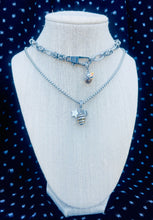 Load image into Gallery viewer, Repurposed Gucci Logo Square Sterling Charm &amp; Honeycomb Crystal Necklace