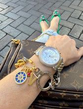 Load image into Gallery viewer, Repurposed Louis Vuitton Keyring Mix Metals Charm Bracelet