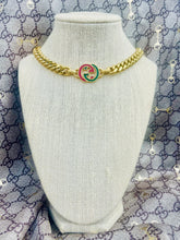 Load image into Gallery viewer, *Rare* Repurposed Interlocking GG Red &amp; Green Enameled Charm Necklace