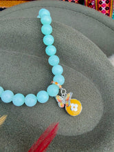 Load image into Gallery viewer, Repurposed Silver &amp; Yellow Louis Vuitton Coin Hand Beaded Amazonite Necklace