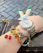Load image into Gallery viewer, Repurposed Louis Vuitton Keyring Mix Metals Charm Bracelet