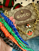 Load image into Gallery viewer, 3~in~1 Repurposed Gucci x Adidas Collaboration Charm Convertible Denim Chain/Bag Charm/Necklace