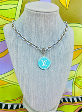 Load image into Gallery viewer, *Rare* Large Repurposed Turquoise &amp; Gold Louis Vuitton Trunks &amp; Bags Coin Necklace