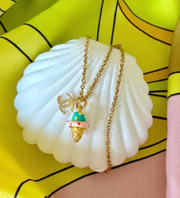Load image into Gallery viewer, Repurposed Mini CC Charm &amp; Multicolored Ice Cream Scoop Necklace