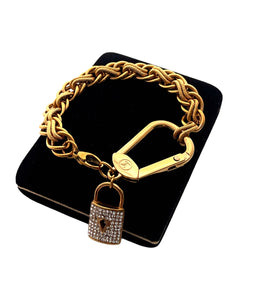 Repurposed Vintage Louis Vuitton Key~Clasp & Crystal Pavè Padlock
