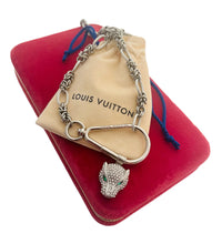 Load image into Gallery viewer, Repurposed Louis Vuitton Key Clasp &amp; Removable Panther Charm Necklace