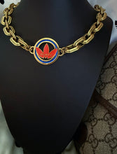 Load image into Gallery viewer, 3~in~1 Repurposed Gucci x Adidas Collaboration Charm Convertible Denim Chain/Bag Charm/Necklace