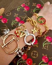 Load image into Gallery viewer, Repurposed Louis Vuitton Signature Flower Charm Vintage Bracelet