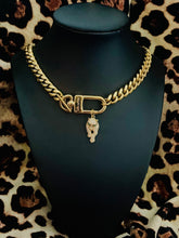 Load image into Gallery viewer, Repurposed Louis Vuitton Key Clasp &amp; Crystal Pavè Leopard Removable Charm