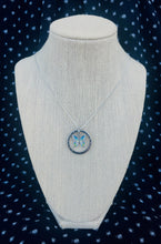 Load image into Gallery viewer, Repurposed Louis Vuitton Keyring &amp; Enameled Butterfly Charm Necklace