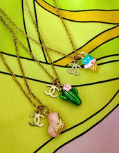 Load image into Gallery viewer, Repurposed Mini CC Charm &amp; Double Ice Cream Scoop Necklace