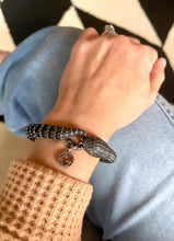 Load image into Gallery viewer, Repurposed Carved Sterling Gucci Charm Snake Bracelet
