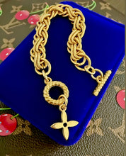 Load image into Gallery viewer, Repurposed Louis Vuitton Signature Flower Charm Vintage Bracelet