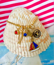Load image into Gallery viewer, Repurposed Brown &amp; Gold Louis Vuitton Coin Nautical Charm Necklace