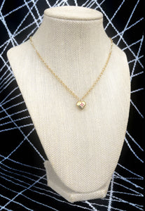 Small Repurposed Louis Vuitton Pink & Gold Flower Charm Asymmetrical Chain Necklace