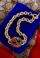 Load image into Gallery viewer, *Rare* Repurposed Red &amp; Green Interlocking GG Gucci Enameled Charm Bracelet