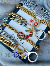 Load image into Gallery viewer, Repurposed Louis Vuitton Keyring Mix Metals Charm Bracelet