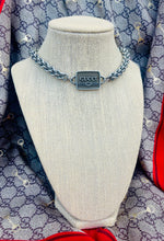 Load image into Gallery viewer, *Very Rare*Repurposed Gucci Hardware Chunky Link Necklace with accent Crystal Charm