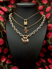 Load image into Gallery viewer, Repurposed Louis Vuitton Heart Charm &amp; Cherry Necklace
