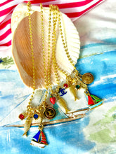 Load image into Gallery viewer, Repurposed Brown &amp; Gold Louis Vuitton Coin Nautical Charm Necklace
