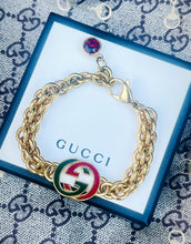 Load image into Gallery viewer, *Rare* Repurposed Interlocking GG Red &amp; Green Enameled Charm Bracelet