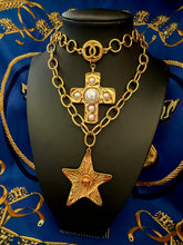 Load image into Gallery viewer, *Very Rare* X~Large Repurposed 1980’s *New Vintage* CC Coin &amp; Cross Statement Necklace
