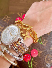 Load image into Gallery viewer, Repurposed Louis Vuitton Signature Flower Charm Vintage Bracelet
