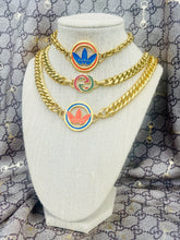 Load image into Gallery viewer, *Rare* Repurposed Gucci X Adidas Blue &amp; Orange Enameled Necklace