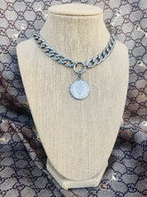 Load image into Gallery viewer, Repurposed *Rare* Gucci Knight Coin  &amp; Crystal Bee Carabiner Necklace