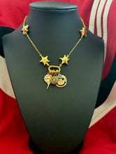Load image into Gallery viewer, Repurposed Louis Vuitton Double Sided Coin Retro Puffy Star Chain Charm Necklace