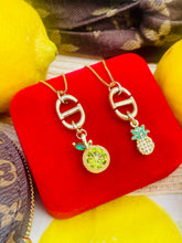 Load image into Gallery viewer, Repurposed Christian Dior Cut~Out CD Charm &amp; Crystal Pavé Pineapple Necklace