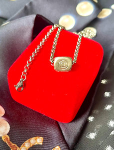 Repurposed Triple Sided CC Charm & Removable Pearl like Beads Necklace