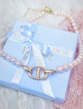 Load image into Gallery viewer, Repurposed Christian Dior CD Charm &amp; Freshwater Pearls Necklace