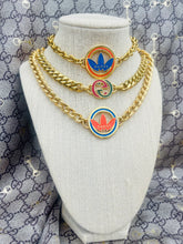 Load image into Gallery viewer, *Rare* Repurposed Interlocking GG Red &amp; Green Enameled Charm Necklace